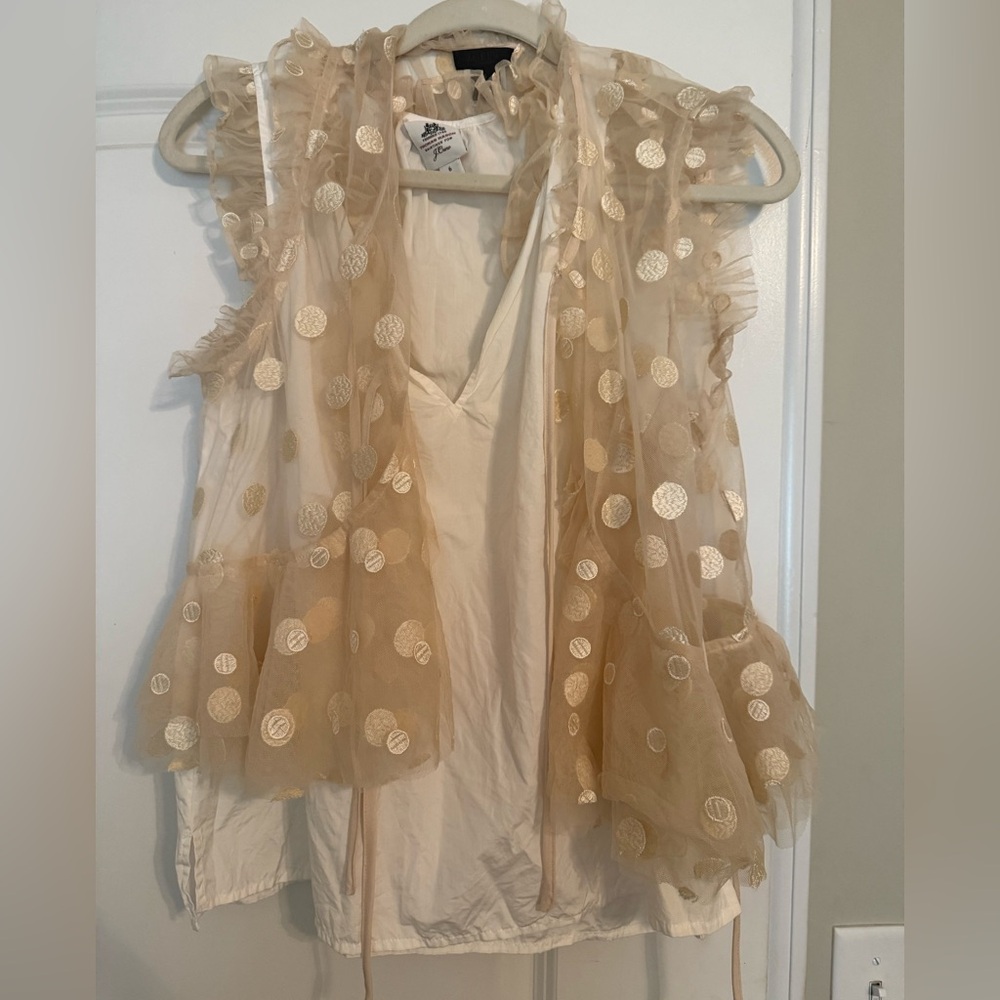 J. Crew Sheer Ruffle Top in Cream